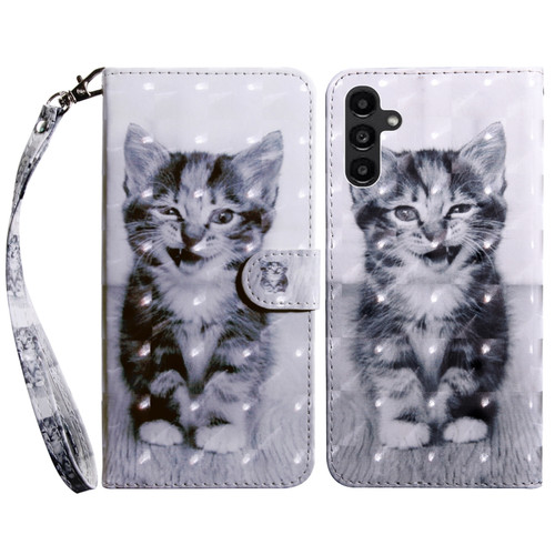 Samsung Galaxy A14 5G 3D Painted Leather Phone Case - Smile Cat