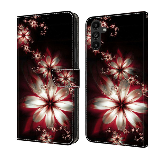 Samsung Galaxy A14 4G / 5G Crystal 3D Shockproof Protective Leather Phone Case - Fantastic Flower