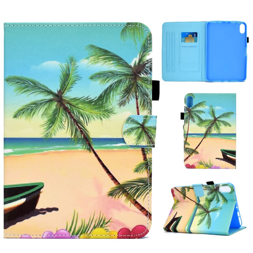 iPad 10th Gen 10.9 2022 Colored Drawing Stitching Smart Leather Tablet Case - Sandbeach