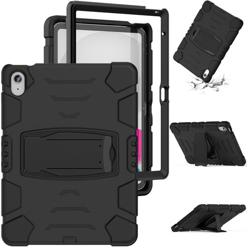 iPad 10th Gen 10.9 2022 3-Layer Protection Screen Frame + PC + Silicone Tablet Case - Black