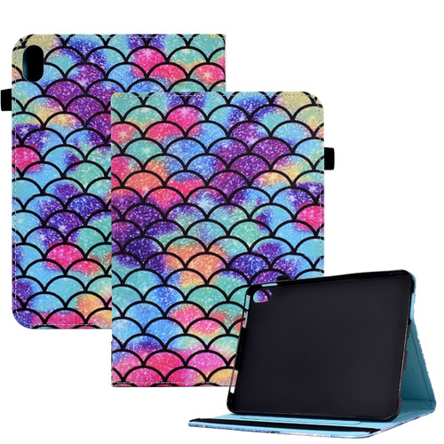 Colored Drawing Stitching Elastic Band Leather Smart Tablet Case iPad 10th Gen 10.9 2022 - Wavy Pattern