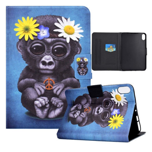 iPad 10th Gen 10.9 2022 Electric Pressed Colored Drawing Smart Leather Tablet Case - Chimpanzee