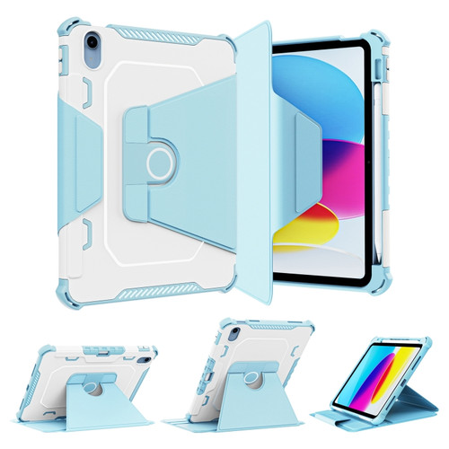 360 Degree Rotating Armored Smart Tablet Leather Case iPad 10th Gen 10.9 2022 - Blue