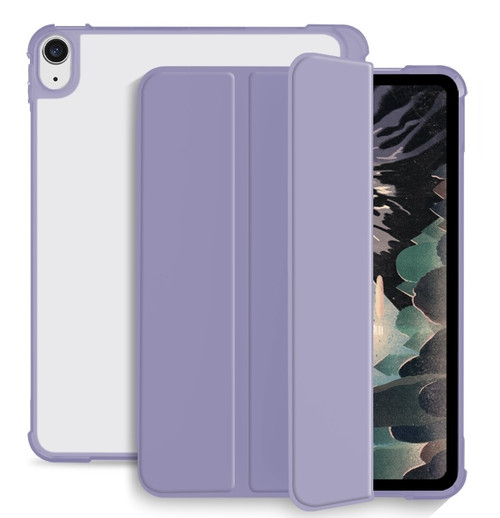 iPad 10th Gen 10.9 2022 3-fold Shockproof Smart Leather Tablet Case - Lavender Purple