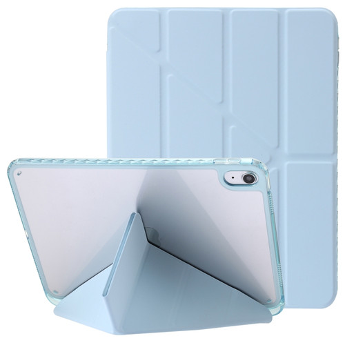 iPad 10th Gen 10.9 2022 Clear Acrylic Deformation Leather Tablet Case - Ice Blue