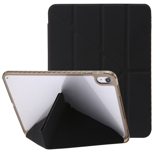 iPad 10th Gen 10.9 2022 Clear Acrylic Deformation Leather Tablet Case - Black