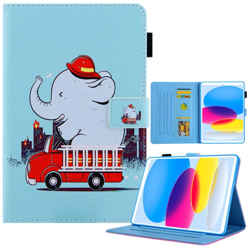iPad 10th Gen 10.9 2022 Colored Drawing Leather Smart Tablet Case - Fire Elephant