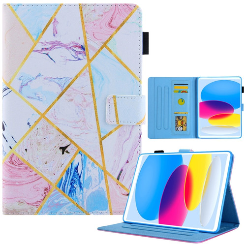 iPad 10th Gen 10.9 2022 Colored Drawing Leather Smart Tablet Case - Geometric Marble
