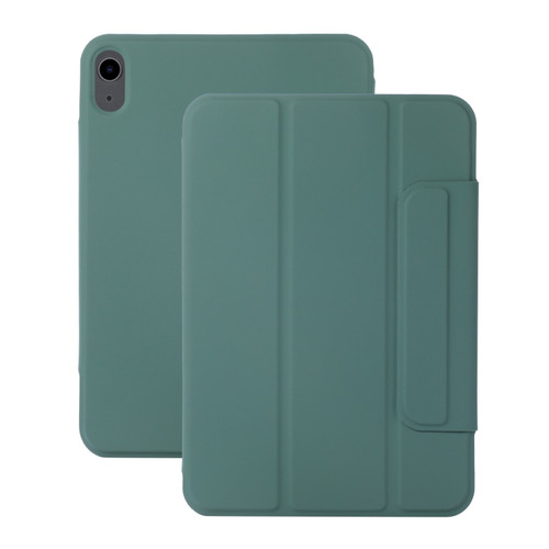 iPad 10th Gen 10.9 2022 3-fold Magnetic Buckle Leather Smart Tablet Case - Deep Green