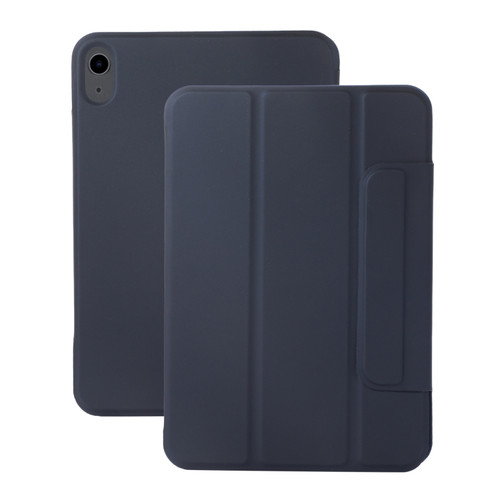 iPad 10th Gen 10.9 2022 3-fold Magnetic Buckle Leather Smart Tablet Case - Dark Blue