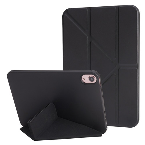 iPad 10th Gen 10.9 2022 Millet Texture PU + Silicone 3-folding Leather Tablet Case - Black