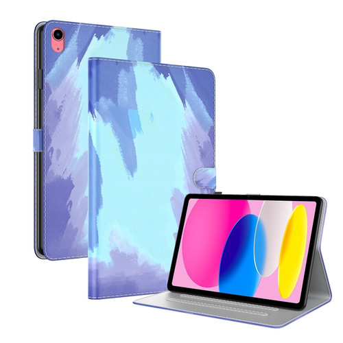 iPad 10th Gen 10.9 2022 Watercolor Pattern Flip Leather Tablet Case - Winter Snow