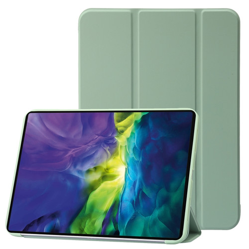 iPad 10th Gen 10.9 2022 Three-folding Holder Honeycomb Silicone + PU Smart Leather Tablet Case - Green