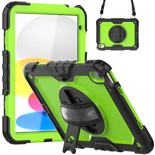 iPad 10th Gen 10.9 2022 Silicone + PC Full Body Protection Tablet Case - Yellow Green + Black