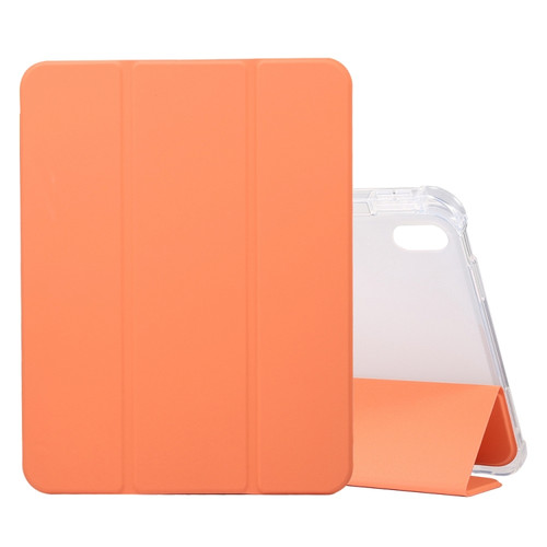 iPad 10th Gen 10.9 2022 3-folding Electric Pressed Skin Texture Leather Tablet Case - Orange