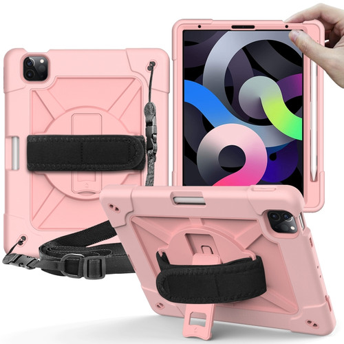 Contrast Color Robot Shockproof Silicone + PC Protective Case with Holder iPad Air 2022 / 2020 10.9 - Rose Gold