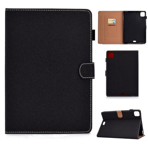 iPad Air 2022 / 2020 10.9 Solid Color Magnetic Horizontal Flip Leather Case with Card Slots & Holder & Anti-skid Strip - Black