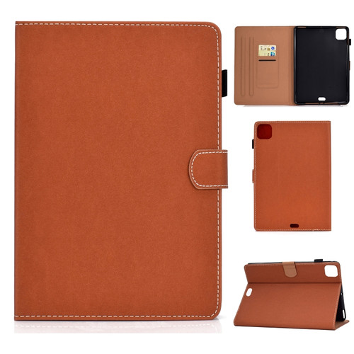 iPad Air 2022 / 2020 10.9 Solid Color Magnetic Horizontal Flip Leather Case with Card Slots & Holder & Anti-skid Strip - Brown