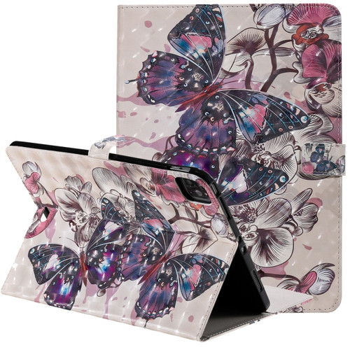 3D Painted Pattern Horizontal Flip Leather Case with Holder & Card Slots & Wallet & Sleep / Wake-up Function iPad Air 2022 / 2020 10.9 /iPad Pro 11 2020 / 2018 - Black Butterfly