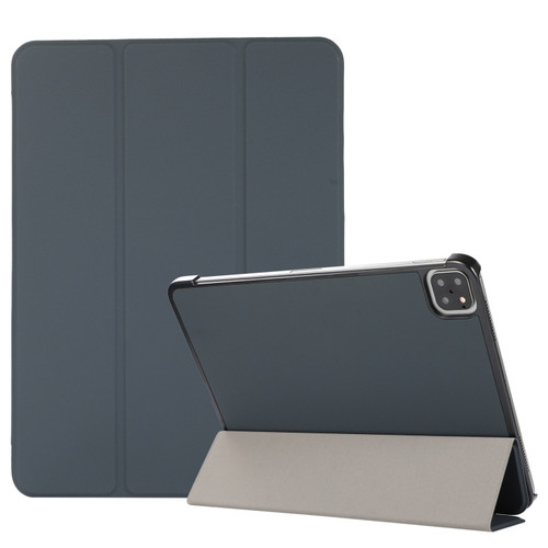 3-folding Skin Texture Horizontal Flip TPU + PU Leather Case with Holder iPad Air 2022 / 2020 10.9 - Black