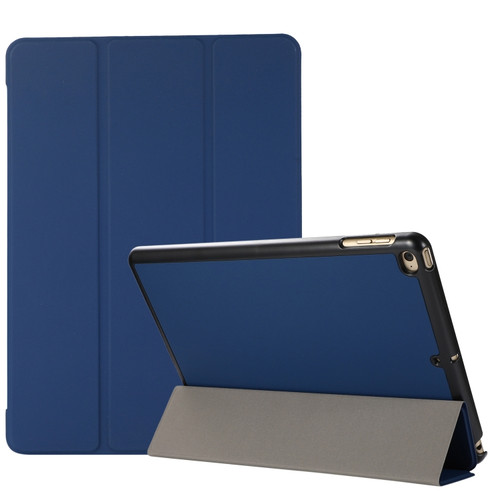 3-folding Skin Texture Horizontal Flip TPU + PU Leather Case with Holder iPad 9.7 - 2018 / 9.7 - 2017 / air / air2 - Navy Blue