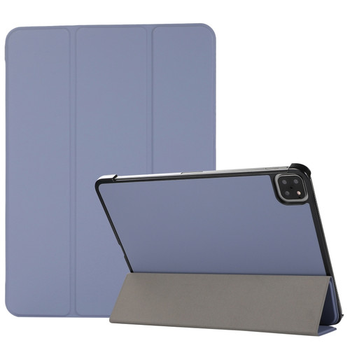 3-folding Skin Texture Horizontal Flip TPU + PU Leather Case with Holder iPad Air 2022 / 2020 10.9 - Lavender Grey