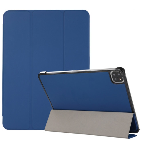 3-folding Skin Texture Horizontal Flip TPU + PU Leather Case with Holder iPad Air 2022 / 2020 10.9 - Navy Blue