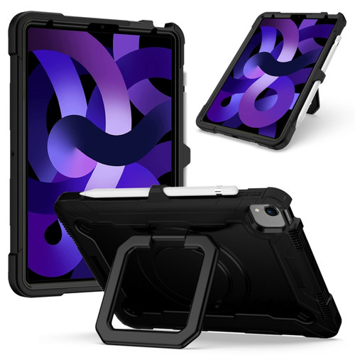 Contrast Color Shockproof Robot Silicone + PC Case with Wristband Holder iPad Air 2022 / 2020 10.9 - Black