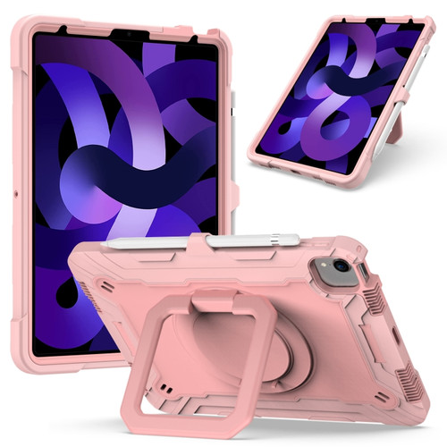 Contrast Color Shockproof Robot Silicone + PC Case with Wristband Holder iPad Air 2022 / 2020 10.9 - Rose Gold