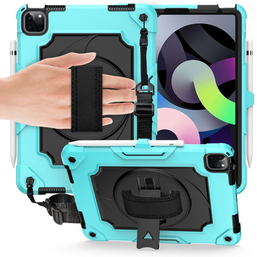 360 Degree Rotation Turntable Contrast Color Robot Shockproof Silicone + PC Protective Case with Holder iPad Air 2022 / 2020 10.9 / Pro 11 - 2020 - Mint Green + Black
