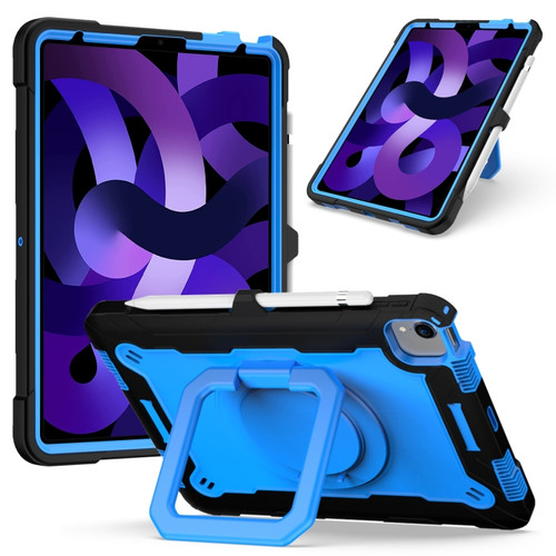 Contrast Color Shockproof Robot Silicone + PC Case with Wristband Holder iPad Air 2022 / 2020 10.9 - Black + Blue