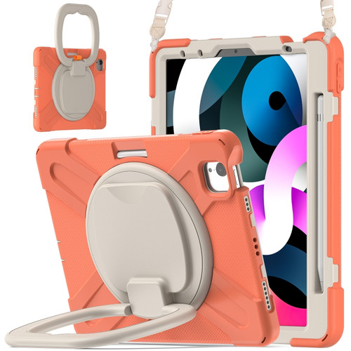 Silicone + PC Protective Case with Holder & Shoulder Strap iPad Air 2022 / 2020 10.9 - Coral Orange