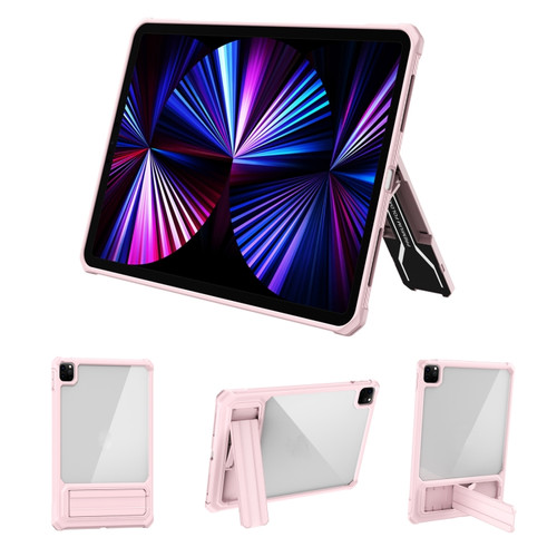 Transparent Acrylic PC TPU Tablet Case with Holder iPad Air 2020 / Air 2022 10.9 - Pink