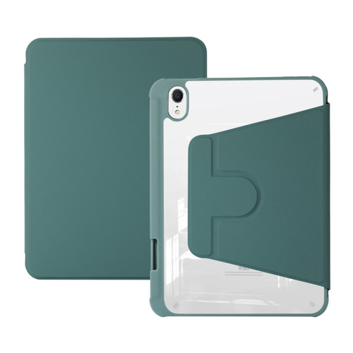 iPad Air 5 2022 / 4 2020 Acrylic Rotatable Holder Tablet Leather Case - Dark Green