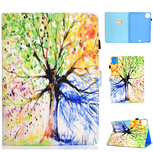 iPad Air 2022 / 2020 10.9 Colored Drawing Stitching Horizontal Flip Leather Case, with Holder & Card Slots & Sleep / Wake-up function - Colorful Tree