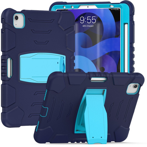 3-Layer PC + Silicone Shockproof Tablet Case with Holder iPad Air 2020 / 2022 10.9 / Pro 11 2022 / 2021 / 2020 / 2018 - NavyBlue+Blue