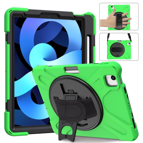 Shockproof Colorful Silicone + PC Protective Case with Holder & Shoulder Strap & Hand Strap iPad Pro 11 2022 / 2021 / 2020 / 2018 / Air 4 2020 - Green