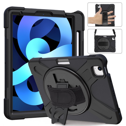 Shockproof Colorful Silicone + PC Protective Case with Holder & Shoulder Strap & Hand Strap iPad Pro 11 2022 / 2021 / 2020 / 2018 / Air 4 2020 - Black