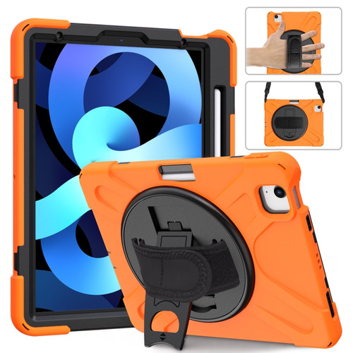 Shockproof Colorful Silicone + PC Protective Case with Holder & Shoulder Strap & Hand Strap iPad Pro 11 2022 / 2021 / 2020 / 2018 / Air 4 2020 - Orange