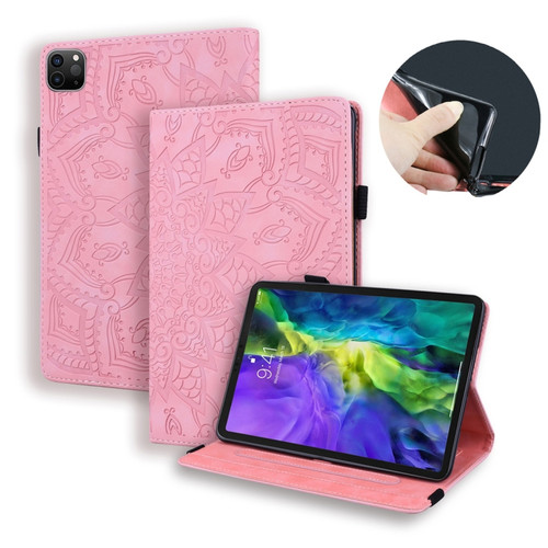 iPad Air 2022 / 2020 10.9 Calf Texture Embossed Horizontal Flip Leather Case with Holder & Card Slots & Photo Frame - Pink