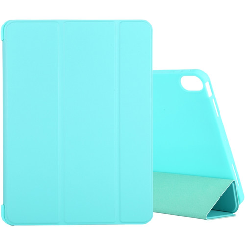 iPad Air 2022 / 2020 10.9 Silicone 3-Folding Full Coverage Leather Case - Light Blue