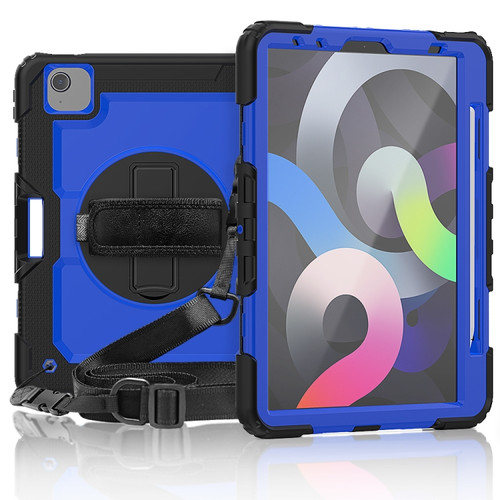iPad Air 2022 / 2020 10.9 Shockproof Black Silica Gel + Colorful PC Protective Case - Dark Blue