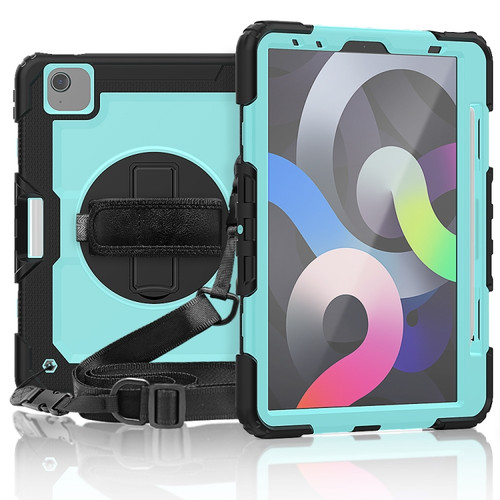 iPad Air 2022 / 2020 10.9 Shockproof Black Silica Gel + Colorful PC Protective Case - Black+Light Blue - Black+Light Blue