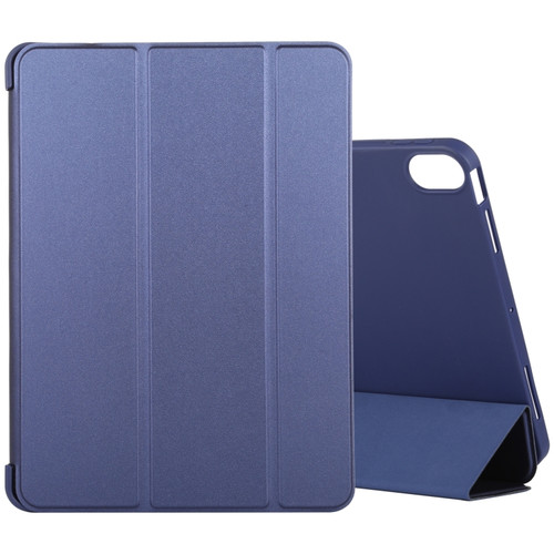iPad Air 2022 / 2020 10.9 Silicone 3-Folding Full Coverage Leather Case - Dark Blue