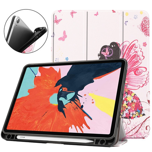 iPad Air 2022 / 2020 10.9 TPU Colored Drawing Horizontal Flip Leather Case with Three-folding Holder & Sleep / Wake-up Function - Elf Girl
