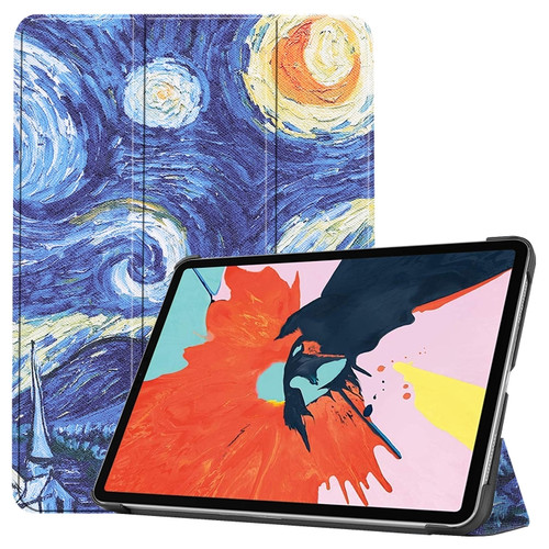 iPad Air 2022 / 2020 10.9 Colored Drawing Horizontal Flip Leather Case with Three-folding Holder & Sleep / Wake-up Function - Starry Sky