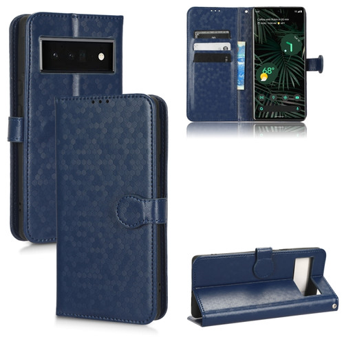 Google Pixel 6 Pro Honeycomb Dot Texture Leather Phone Case - Blue