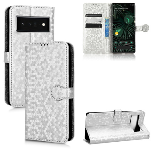Google Pixel 6 Pro Honeycomb Dot Texture Leather Phone Case - Silver