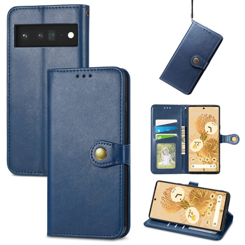 Google Pixel 6 Pro Solid Color Leather Buckle Phone Case - Blue