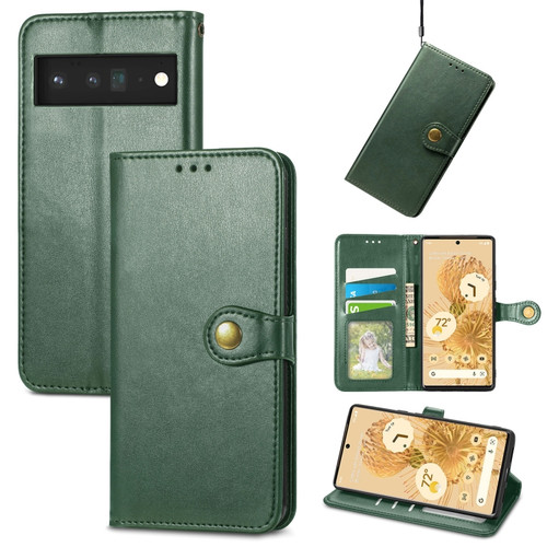 Google Pixel 6 Pro Solid Color Leather Buckle Phone Case - Green